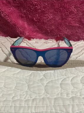 Supergirl Bold Blue Mirrored Sunglasses with Pink Trim